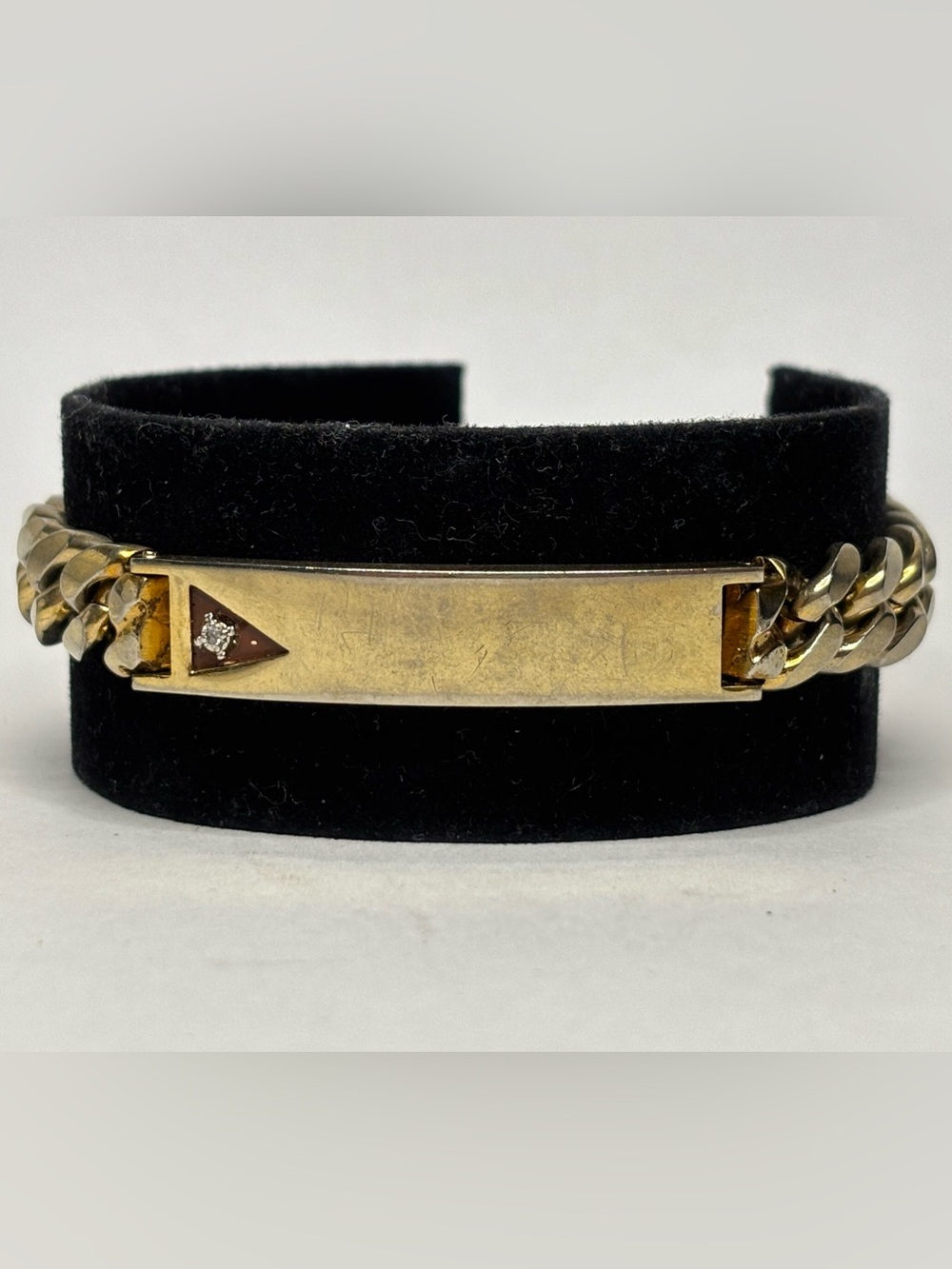 Vintage Signed Anson Goldtone Curb Chain 7.5” Bracelet with Stone #6023